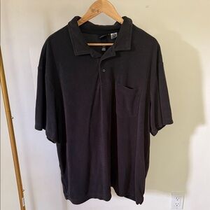Classic Black Terry Cloth Polo Shirt